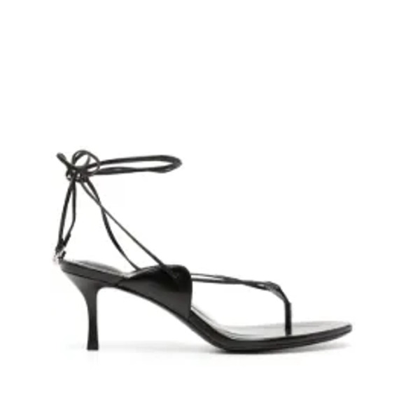 Alexander Wang Black Leather Ankle-Strap Low-Heel Sandals Size 40 - Picture 1 of 5